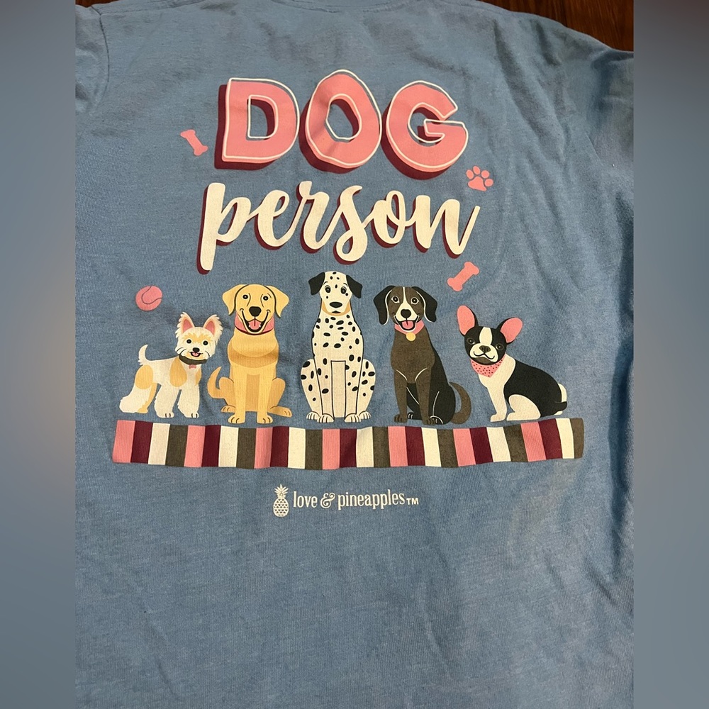 Womens love and pineapples dog person short sleeve shirt